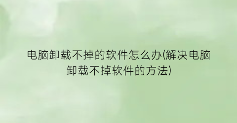 电脑卸载不掉的软件怎么办(解决电脑卸载不掉软件的方法)