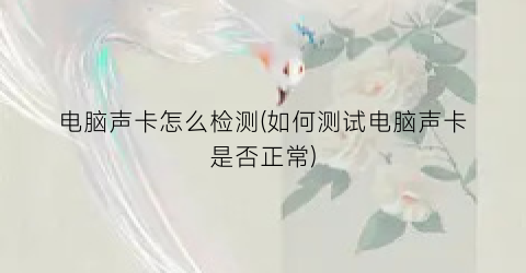 电脑声卡怎么检测(如何测试电脑声卡是否正常)