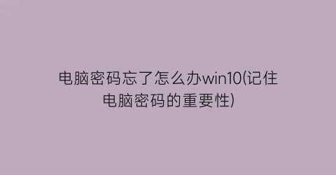 电脑密码忘了怎么办win10(记住电脑密码的重要性)