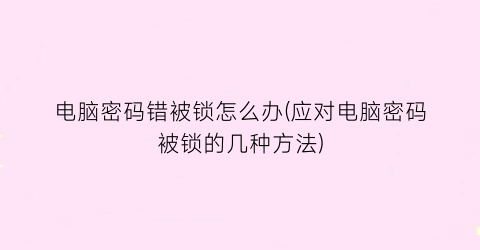 电脑密码错被锁怎么办(应对电脑密码被锁的几种方法)