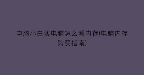 电脑小白买电脑怎么看内存(电脑内存购买指南)