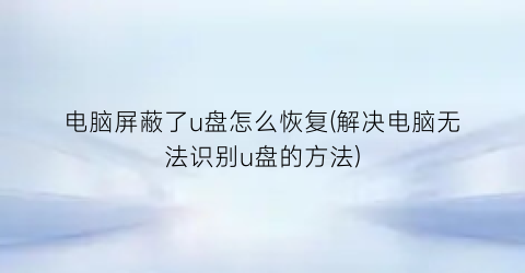 电脑屏蔽了u盘怎么恢复(解决电脑无法识别u盘的方法)