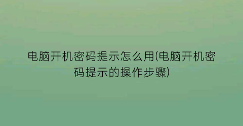 电脑开机密码提示怎么用(电脑开机密码提示的操作步骤)