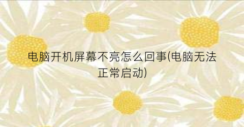 电脑开机屏幕不亮怎么回事(电脑无法正常启动)