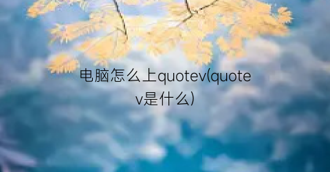 电脑怎么上quotev(quotev是什么)