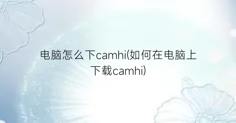 电脑怎么下camhi(如何在电脑上下载camhi)