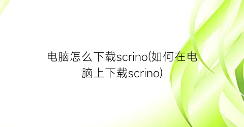 电脑怎么下载scrino(如何在电脑上下载scrino)