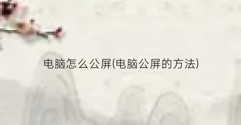 电脑怎么公屏(电脑公屏的方法)