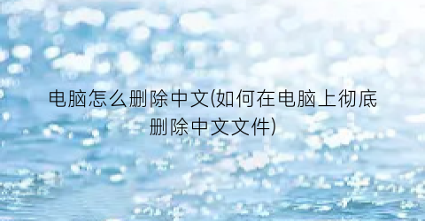 “电脑怎么删除中文(如何在电脑上彻底删除中文文件)