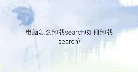 电脑怎么卸载search(如何卸载search)