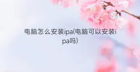 电脑怎么安装ipa(电脑可以安装ipa吗)