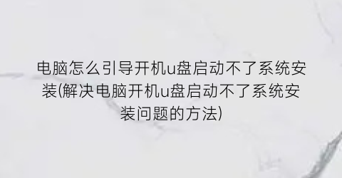 电脑怎么引导开机u盘启动不了系统安装(解决电脑开机u盘启动不了系统安装问题的方法)