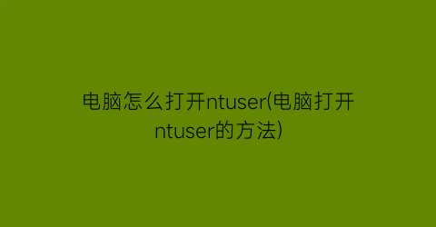 电脑怎么打开ntuser(电脑打开ntuser的方法)