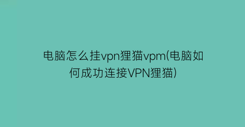 电脑怎么挂vpn狸猫vpm(电脑如何成功连接VPN狸猫)