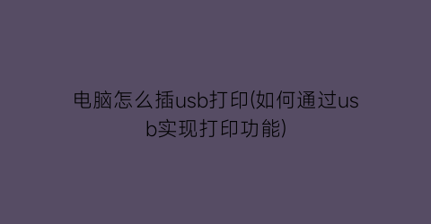 “电脑怎么插usb打印(如何通过usb实现打印功能)