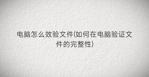 “电脑怎么效验文件(如何在电脑验证文件的完整性)