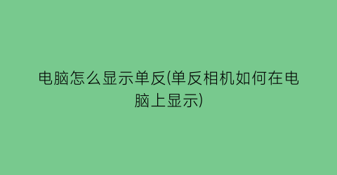 电脑怎么显示单反(单反相机如何在电脑上显示)