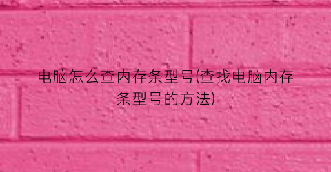 “电脑怎么查内存条型号(查找电脑内存条型号的方法)