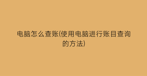 “电脑怎么查账(使用电脑进行账目查询的方法)