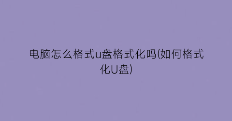 电脑怎么格式u盘格式化吗(如何格式化U盘)