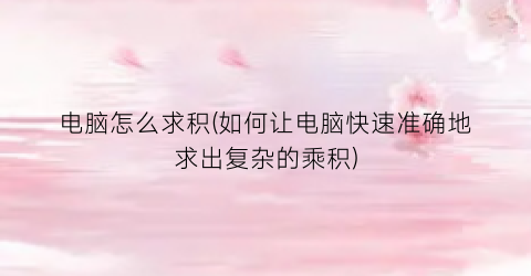 电脑怎么求积(如何让电脑快速准确地求出复杂的乘积)