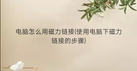 “电脑怎么用磁力链接(使用电脑下磁力链接的步骤)