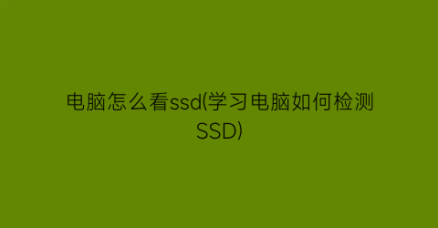 电脑怎么看ssd(学习电脑如何检测SSD)