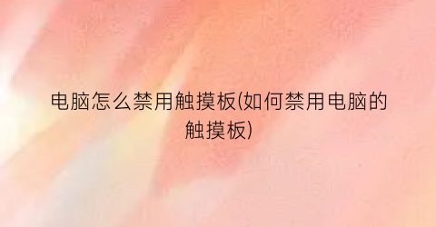 电脑怎么禁用触摸板(如何禁用电脑的触摸板)