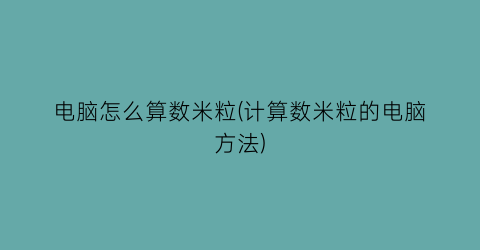 电脑怎么算数米粒(计算数米粒的电脑方法)