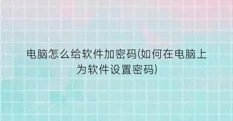 电脑怎么给软件加密码(如何在电脑上为软件设置密码)