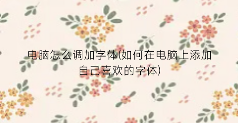 “电脑怎么调加字体(如何在电脑上添加自己喜欢的字体)