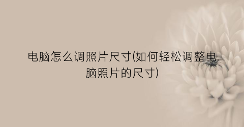 “电脑怎么调照片尺寸(如何轻松调整电脑照片的尺寸)