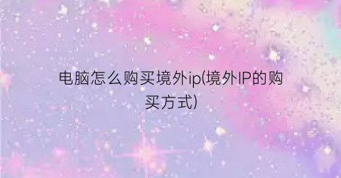 “电脑怎么购买境外ip(境外IP的购买方式)