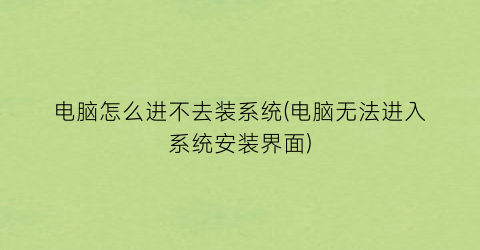 “电脑怎么进不去装系统(电脑无法进入系统安装界面)