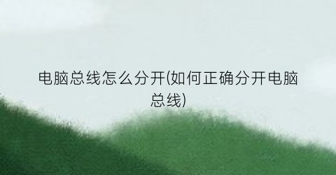 电脑总线怎么分开(如何正确分开电脑总线)