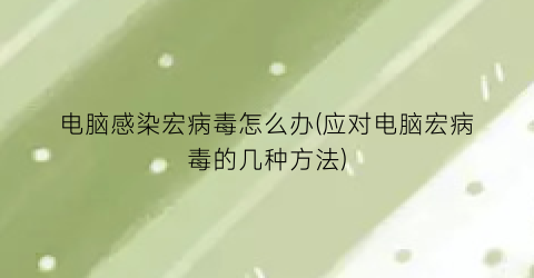 “电脑感染宏病毒怎么办(应对电脑宏病毒的几种方法)