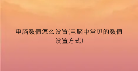 电脑数值怎么设置(电脑中常见的数值设置方式)