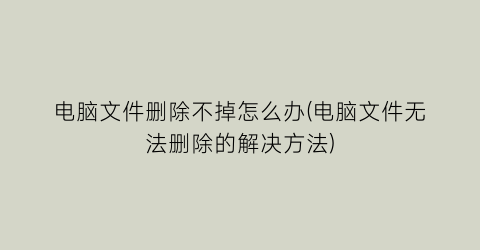 电脑文件删除不掉怎么办(电脑文件无法删除的解决方法)