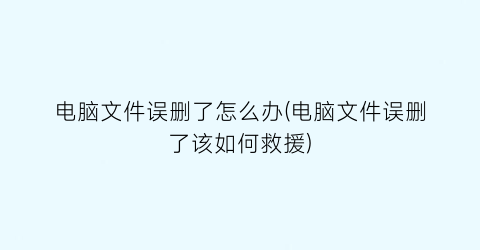 电脑文件误删了怎么办(电脑文件误删了该如何救援)