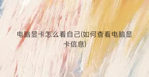 电脑显卡怎么看自己(如何查看电脑显卡信息)