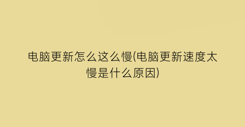 电脑更新怎么这么慢(电脑更新速度太慢是什么原因)