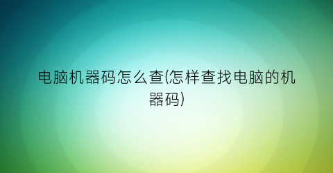 电脑机器码怎么查(怎样查找电脑的机器码)