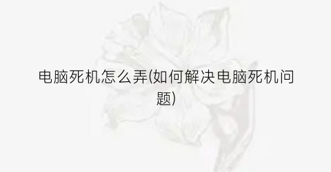 电脑死机怎么弄(如何解决电脑死机问题)