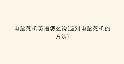 电脑死机英语怎么说(应对电脑死机的方法)