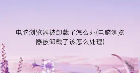 电脑浏览器被卸载了怎么办(电脑浏览器被卸载了该怎么处理)