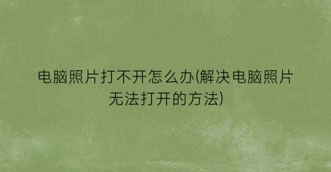 “电脑照片打不开怎么办(解决电脑照片无法打开的方法)