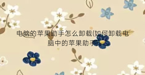 电脑的苹果助手怎么卸载(如何卸载电脑中的苹果助手)