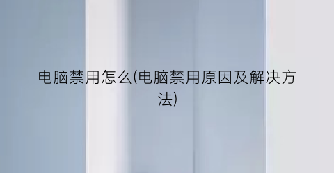 “电脑禁用怎么(电脑禁用原因及解决方法)