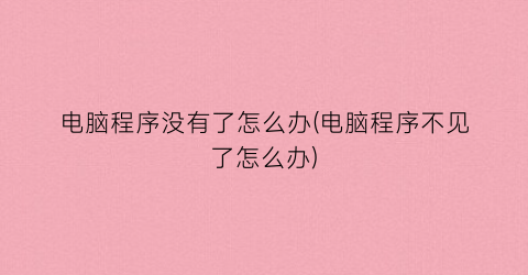 “电脑程序没有了怎么办(电脑程序不见了怎么办)