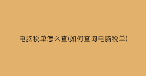 “电脑税单怎么查(如何查询电脑税单)